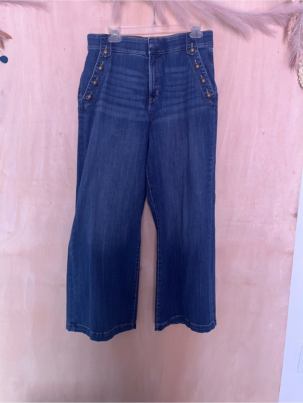 St John’s Bay High-Rise Wide Leg Jeans in Dark Blue